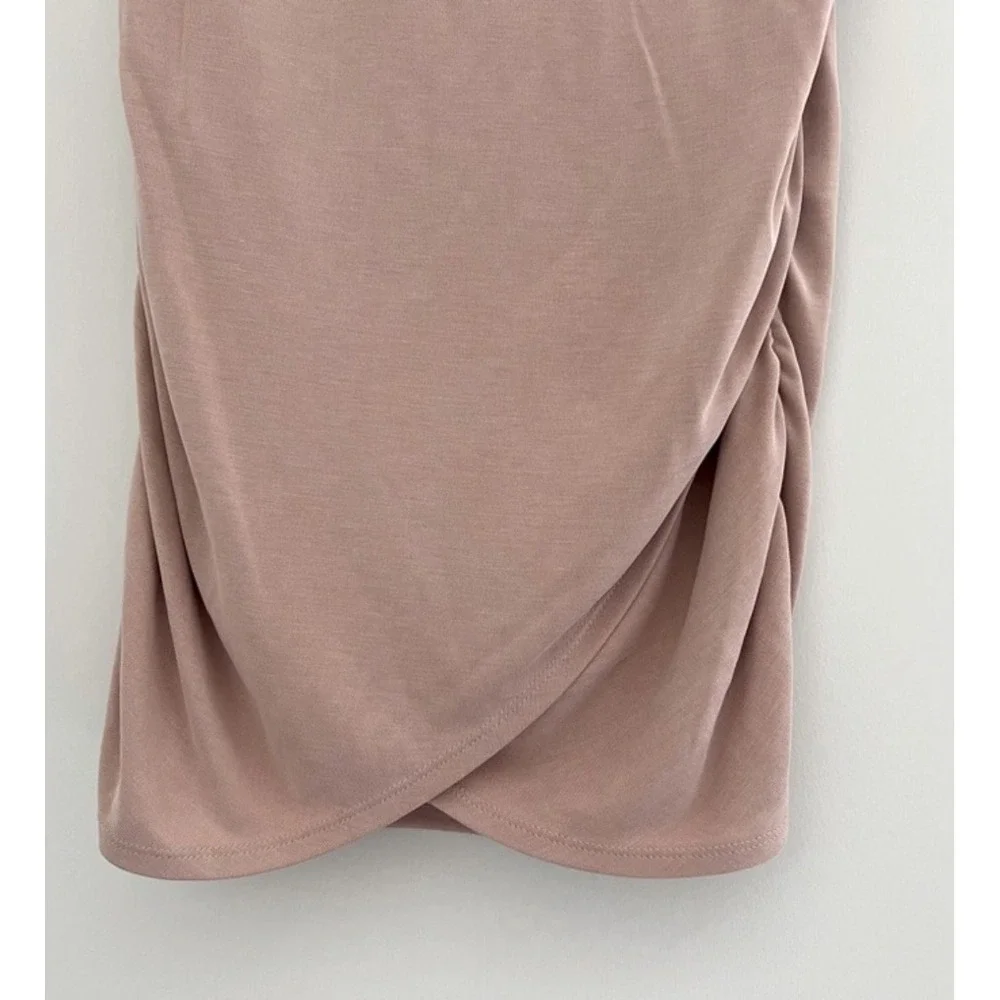 Express Ruched Bodycon T Shirt Dress Beige XS Short Sleeve Casual Everyday‎
